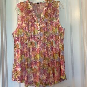 Like New Ava & Grace 1X Sleeveless V Neck Blouse, Easter Colors
